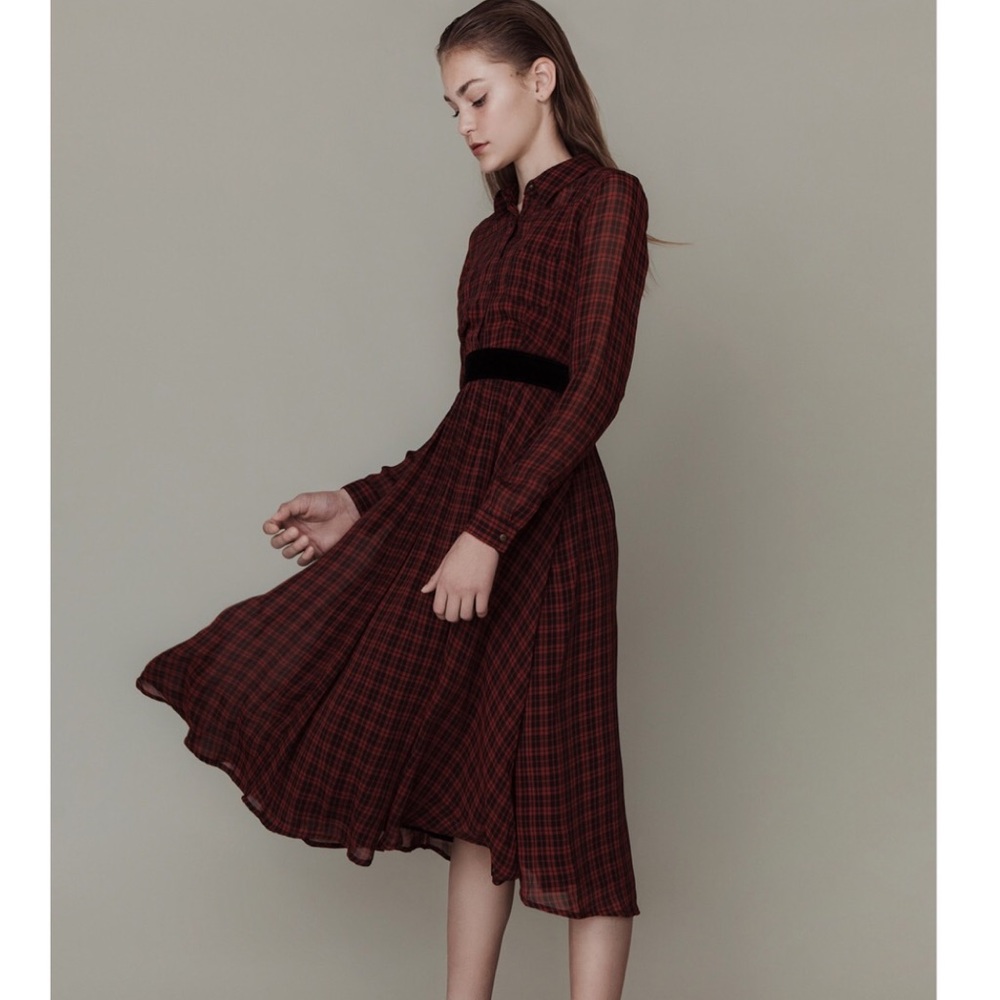 Free People plaid dress with see-through top
